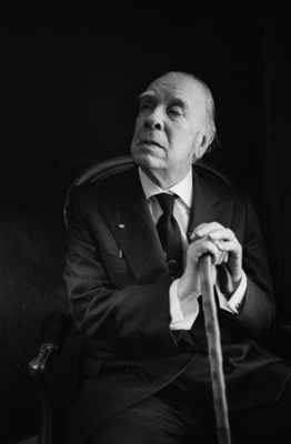 Borges with walking stick